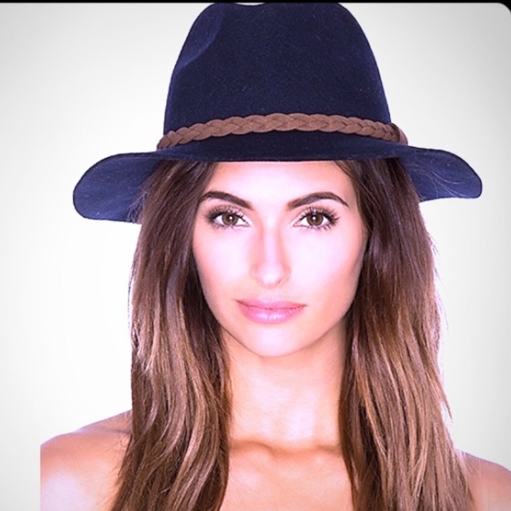 Michael Stars Navy Blue Wool Adjustable Fedora Hat